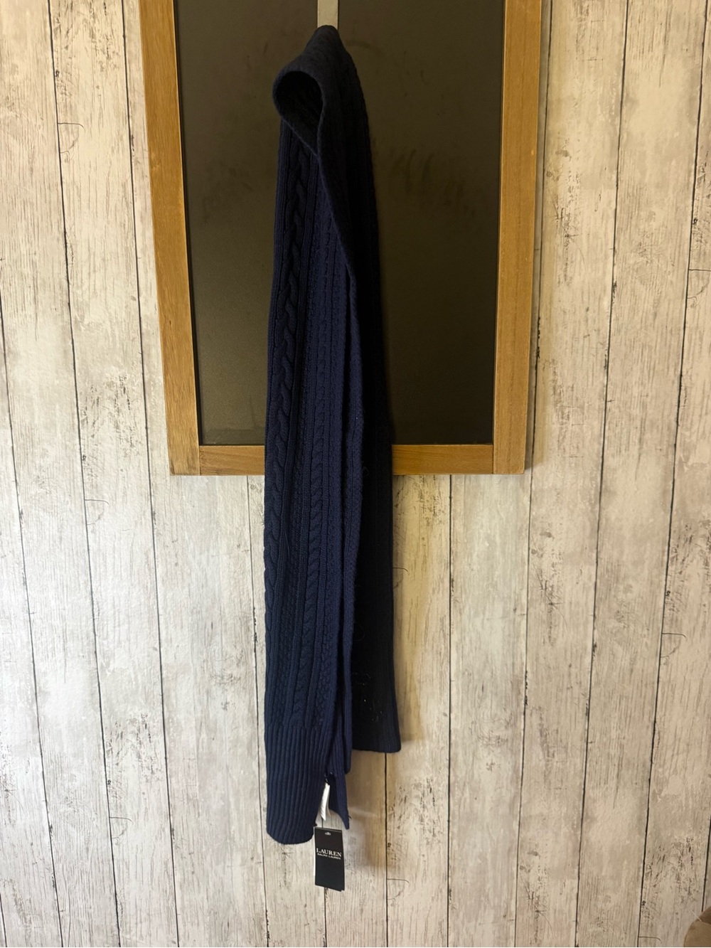 NWT Lauren Ralph Lauren 72” x 10” in navy knit scarf